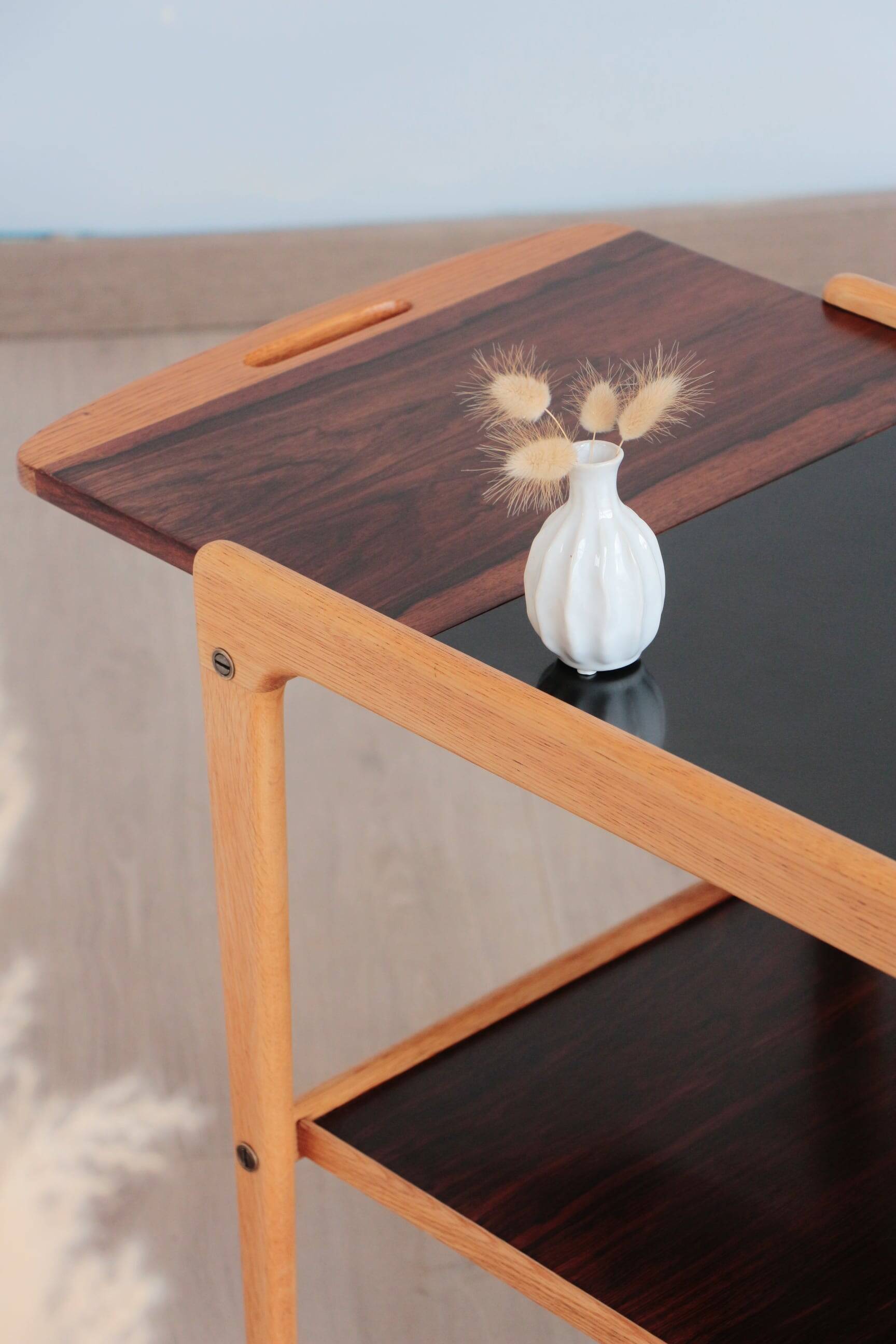Scandinavian 'Thea' side table in rosewood and laminate, Yngve Ekström