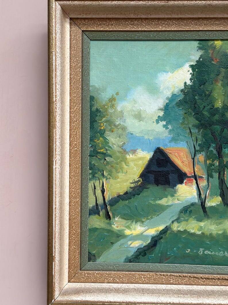 Swedish Mid-Century Oil on panel – "In Sunlight Glade" by Ivan Bauer