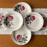 6 large old hollow plates in Sarreguemines earthenware