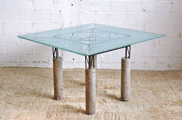 Table en béton et verre meulé, Italie 1980