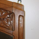 Art Nouveau walnut mirror decorated with holly leaves circa 1900 105x171cm