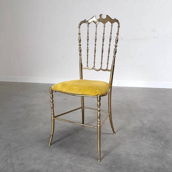 Chaise de salle à manger en laiton italienne par Chiavari, années 1970.