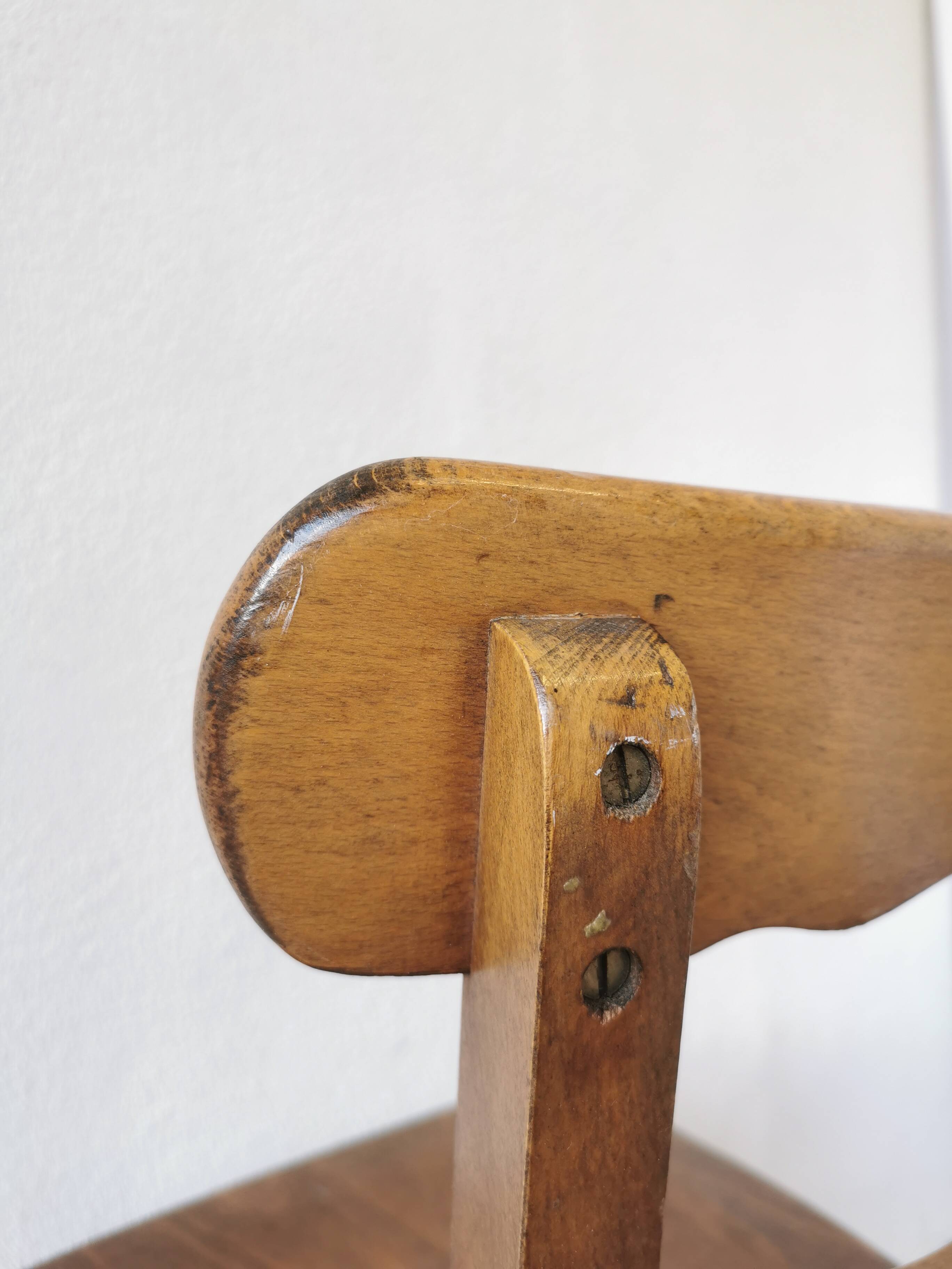 Vintage Wooden Dining Chair: Tyrolean Farmhouse Bistro, 1970s