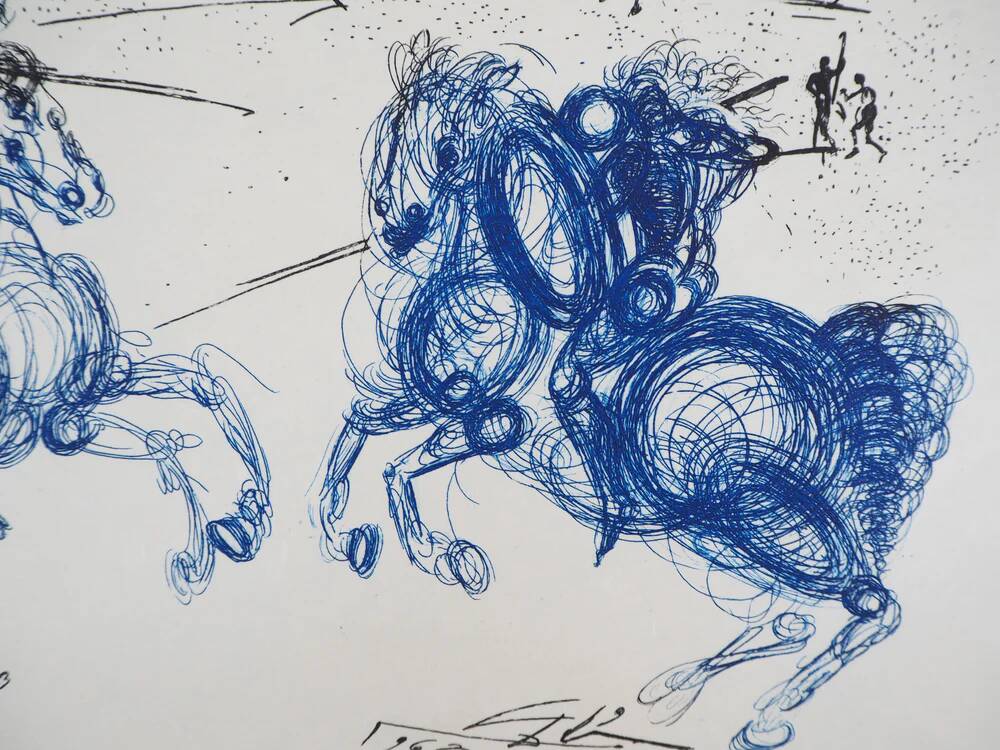 Salvador Dali: The Blue Riders, Original signed etching