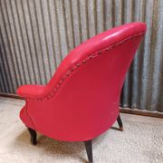 Fauteuil crapaud cuir rouge