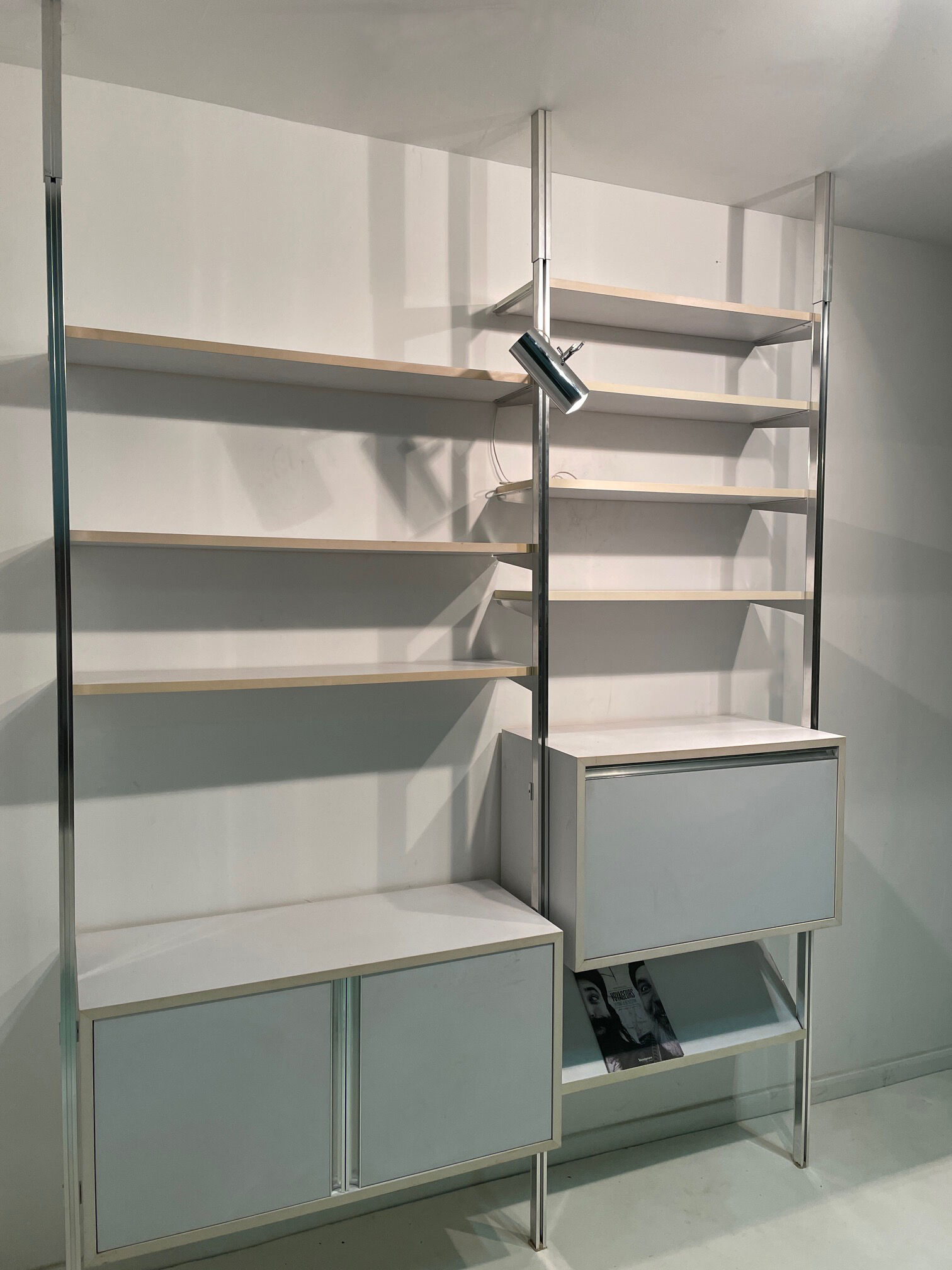 Modular floor/ceiling library with sideboard and secretary