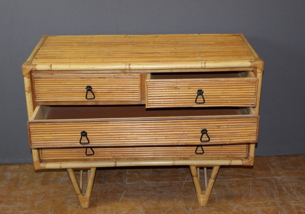 Bamboo design chest of drawers circa 1950