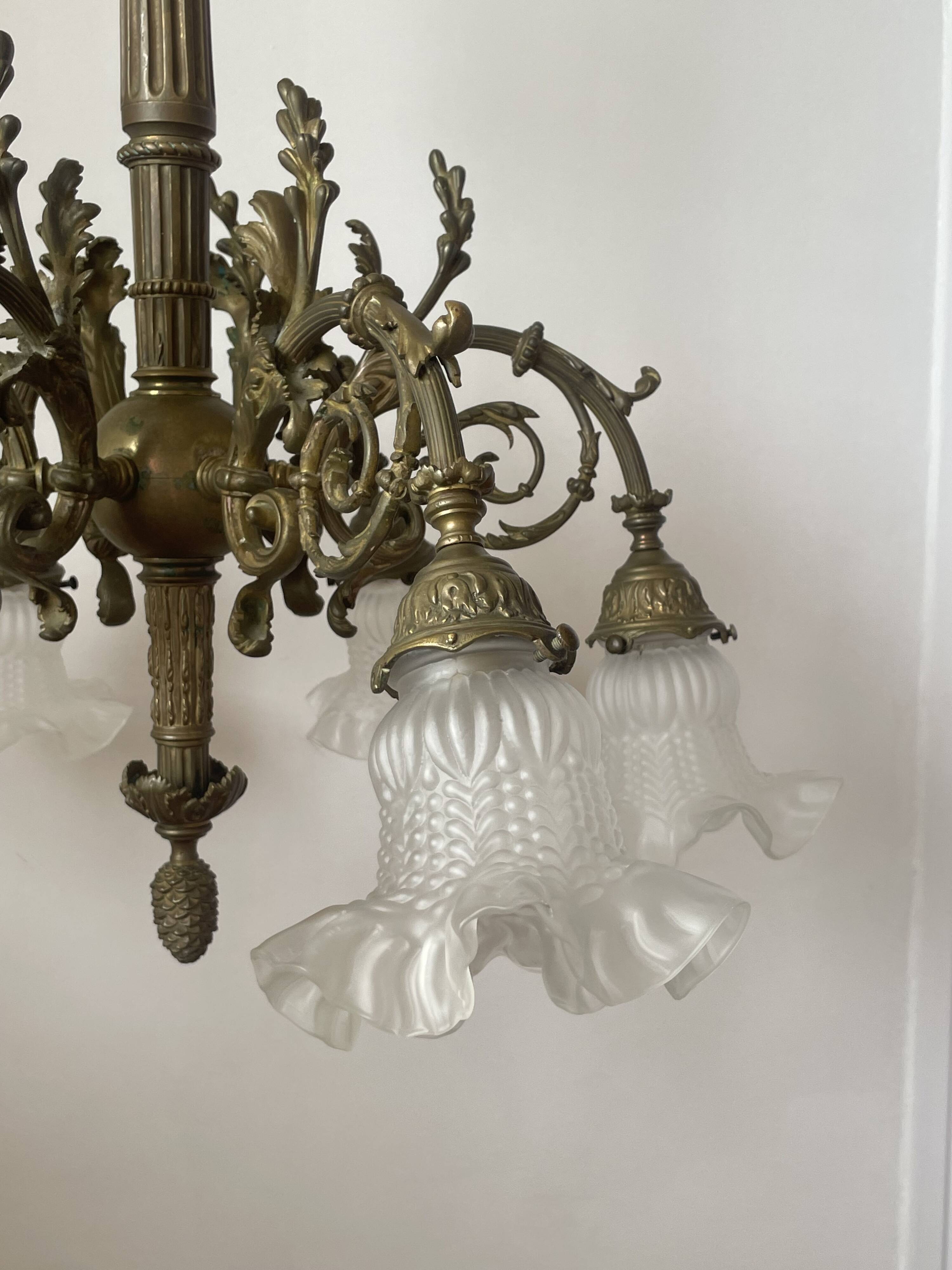 Brass chandelier with 6 branches