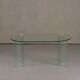 Table à manger en verre trempé ovale vintage par Fiam, Italie, années 1980.