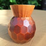 Small faceted wooden pitcher