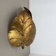 Golden metal "monstera" leaf wall light sconce, france, 1970s