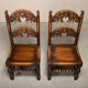 Pair Antique Yorkshire Back Stools / Side Chairs solid Oak, England 18th Ce