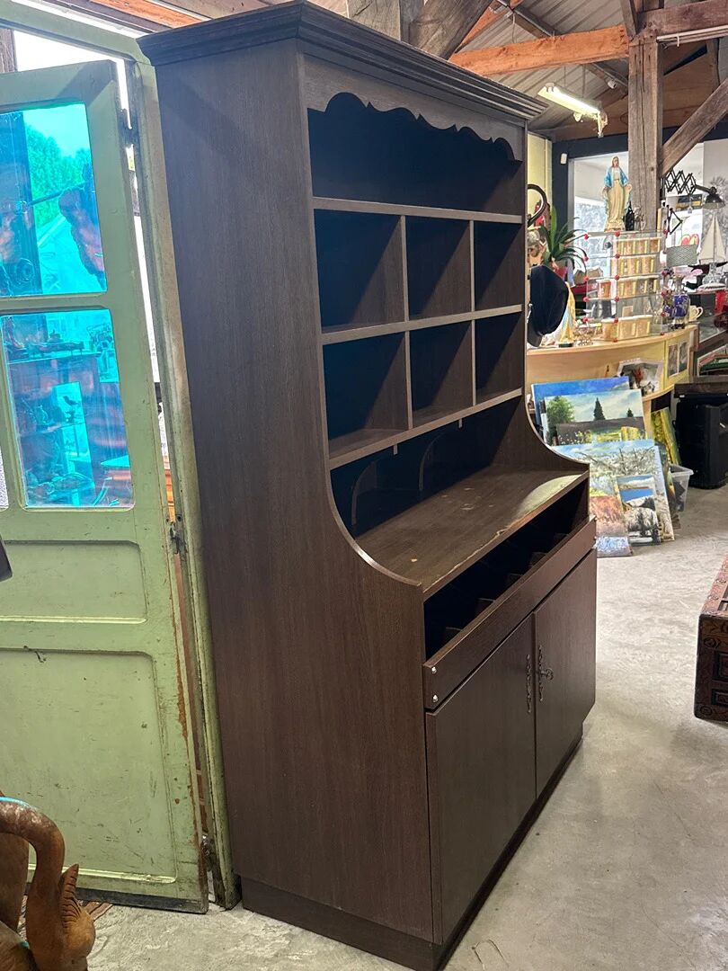 Vintage Storage Furniture for Bar Restaurant Brown Wood with Compartments