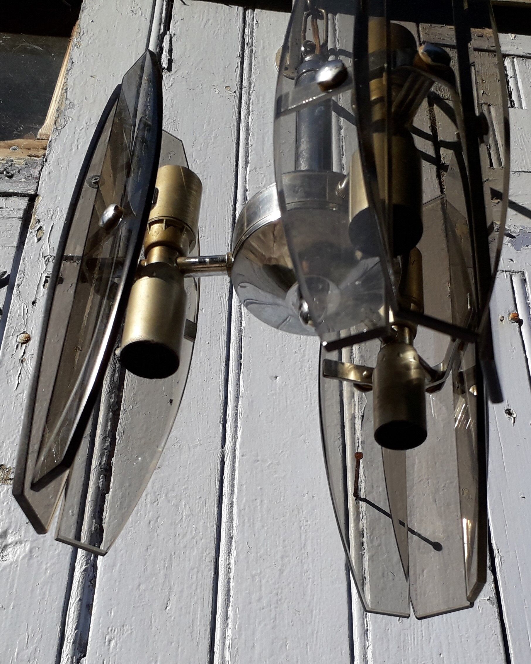 70s smoked glass chandelier