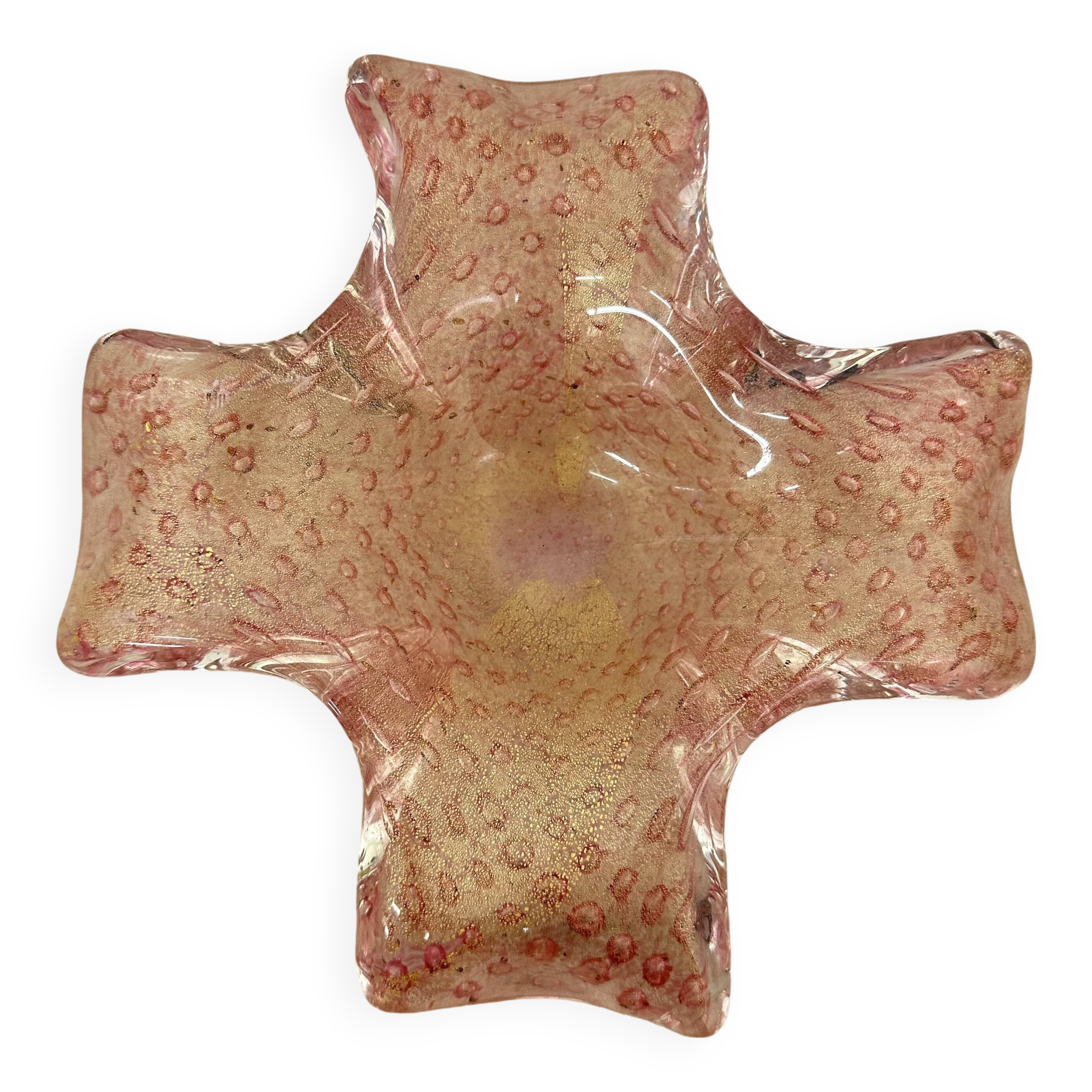 Mid century Murano glass pink bowl , 1970s