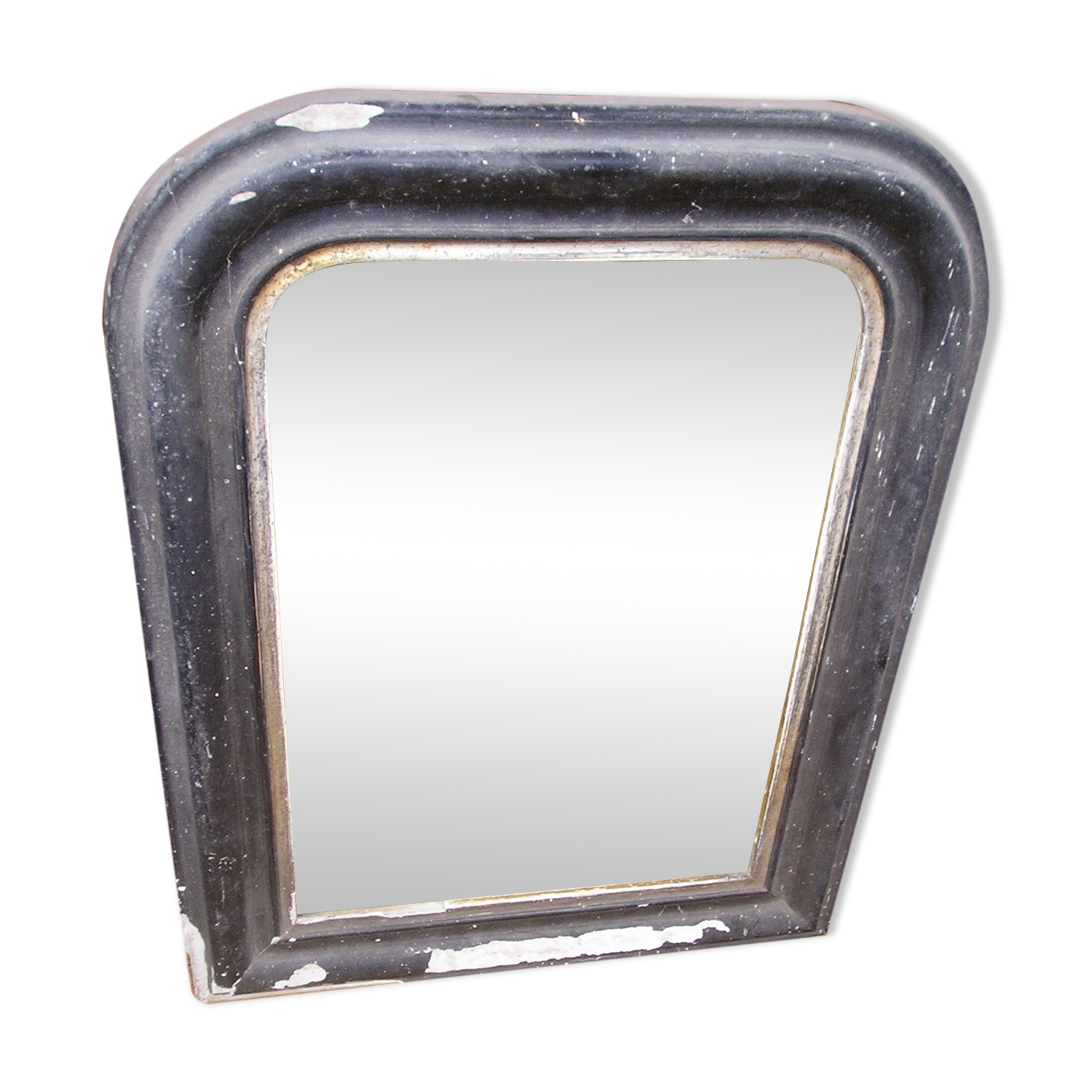 Antique wall mirror in wood and blackened stucco 43x55cm