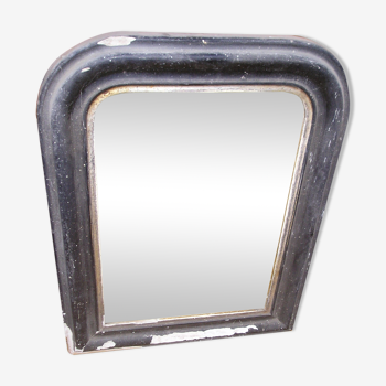 Antique wall mirror in wood and blackened stucco 43x55cm