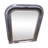 Miroir mural ancien en bois et stuc noirci 43x55cm