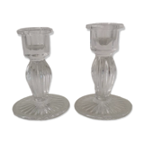 2 glass candle holders