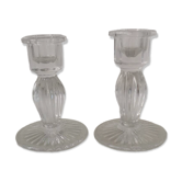2 glass candle holders