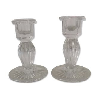 2 glass candle holders