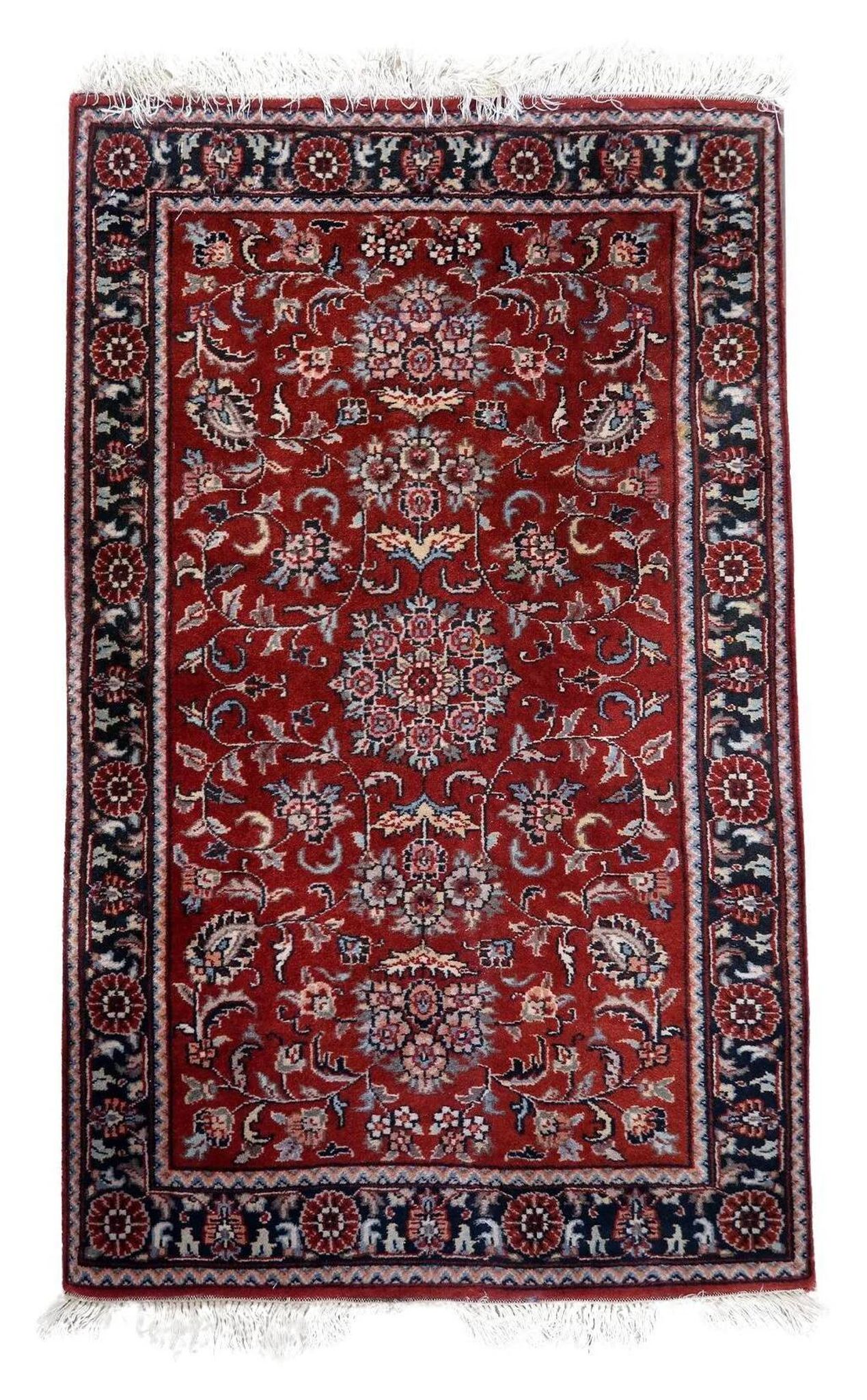 Handmade vintage Persian Sarouk rug 76cm x 122cm, 1970s