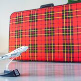 Tartan Scottish fabric suitcase, 1960s