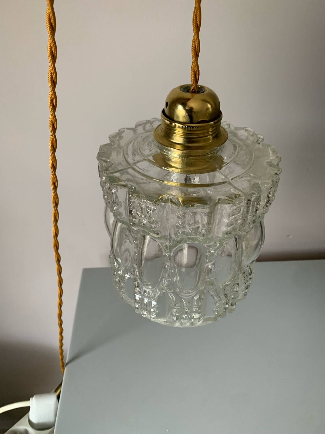 Vintage glass table or hanging lamp