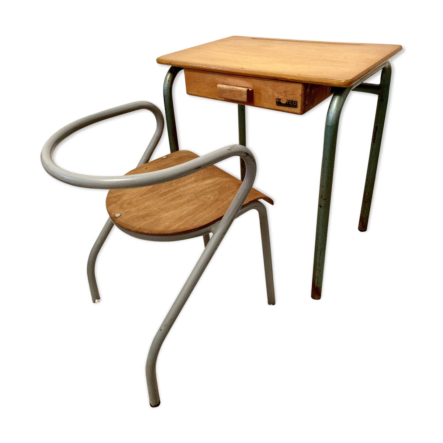 Chair of schoolboy and his desk bu Jacques Hitier