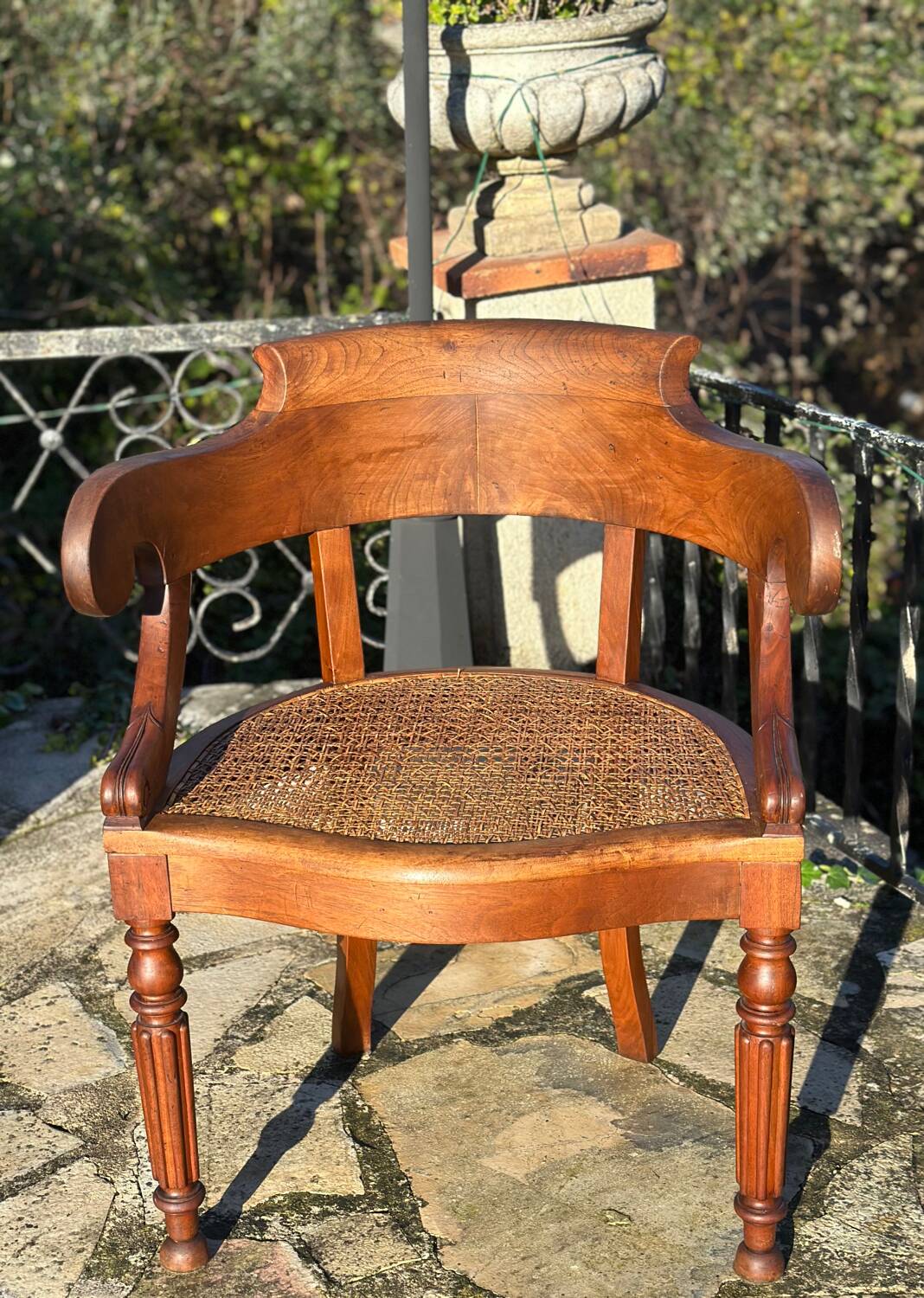 Elegant solid walnut office chair circa 1900.
