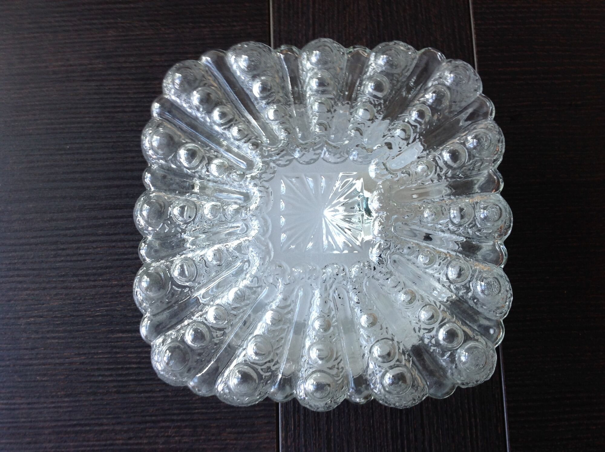 Square ceiling lamp in bulled glass 60/70s