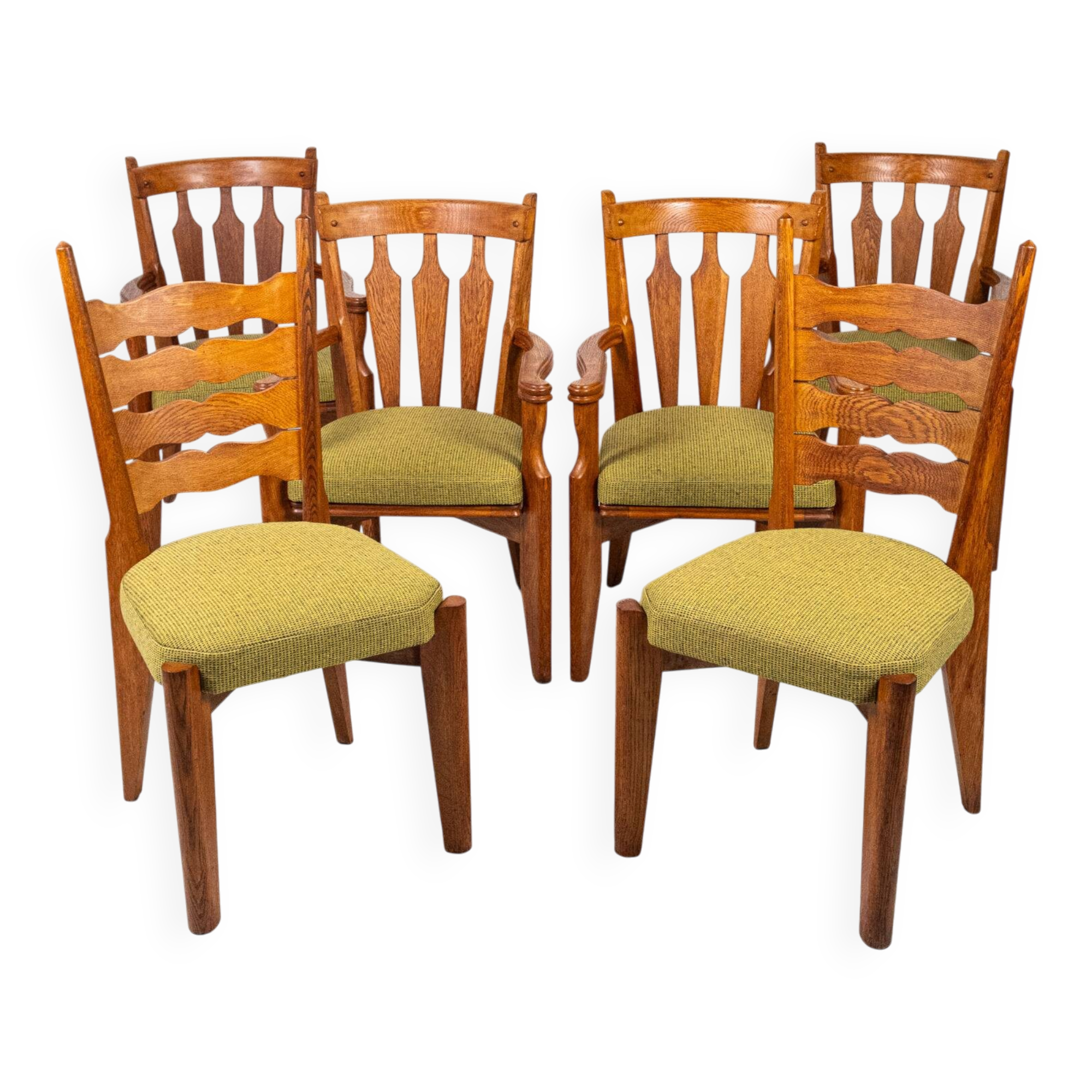 Set of 6 Guillerme and Chambron chairs for Your Home, France, 1950s