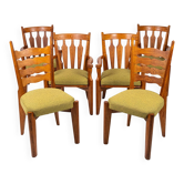 Série de 6 chaises Guillerme et Chambron pour Votre Maison, France, 1950s
