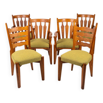Set of 6 Guillerme and Chambron chairs for Your Home, France, 1950s