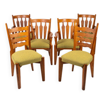 Set of 6 Guillerme and Chambron chairs for Your Home, France, 1950s