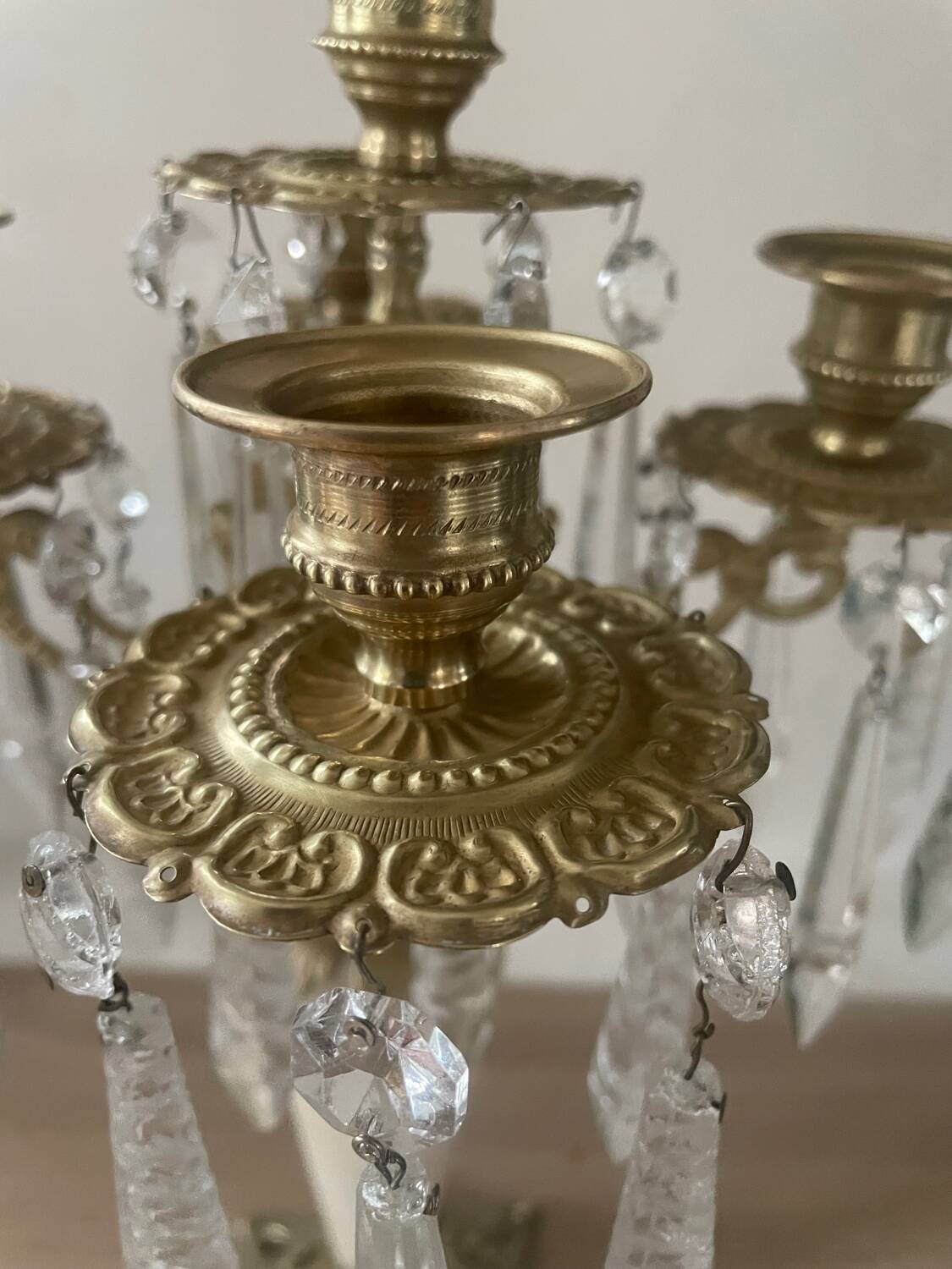 19th century marble, brass and tassel chandelier