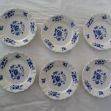 6 assiettes Sarreguemines Aubusson 429112 fleurs bleues faience