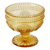 Bol en verre pressé sur pied Amber Honey de Godinger – Vintage USA années 2000