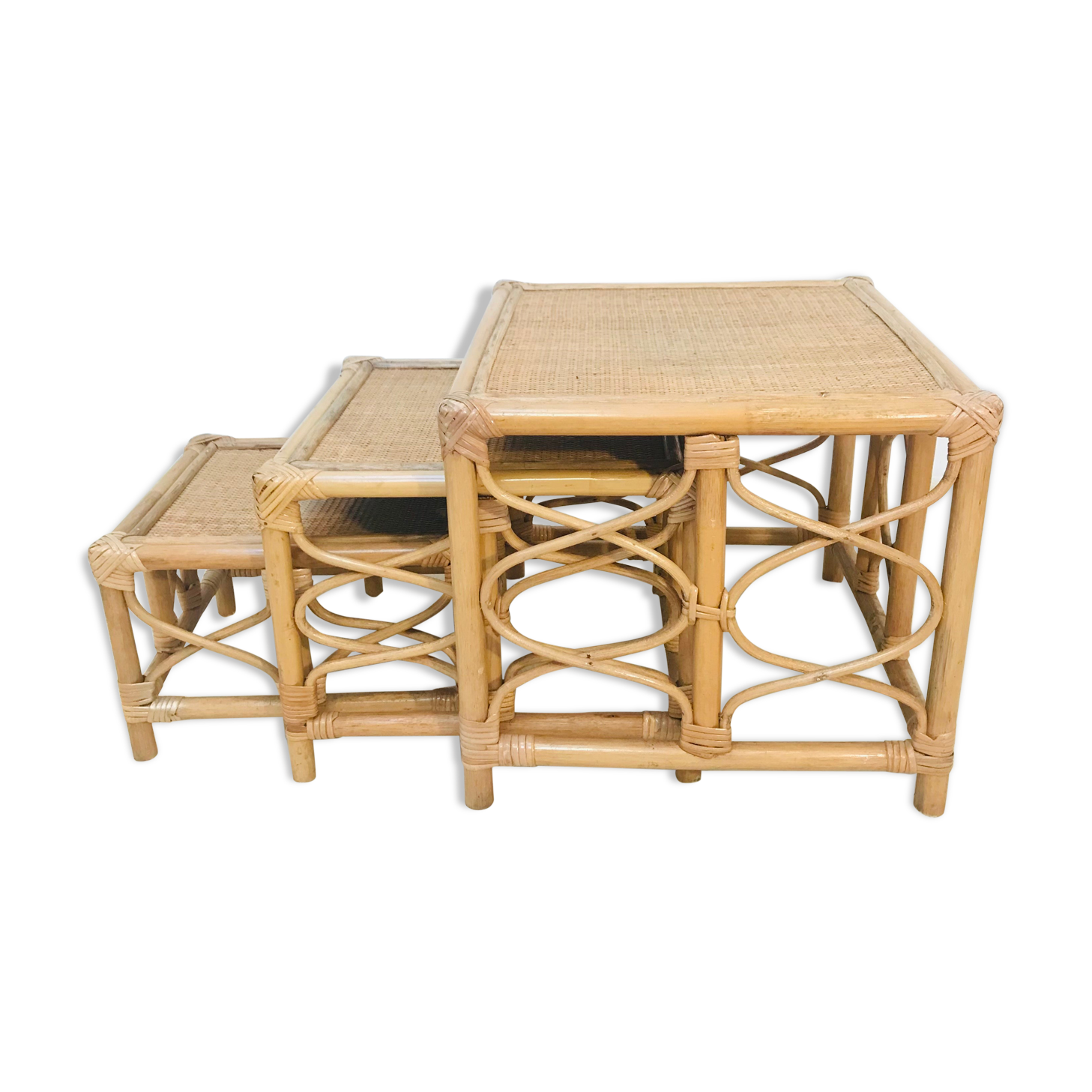 Tables in rattan and bamboo 80s