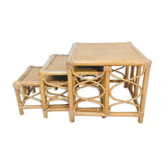 Tables in rattan and bamboo 80s