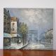 painting / oil on canvas streets of Paris under the snow vintage