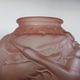 Art Deco vase in pink moulded glass "bird motif" 40s