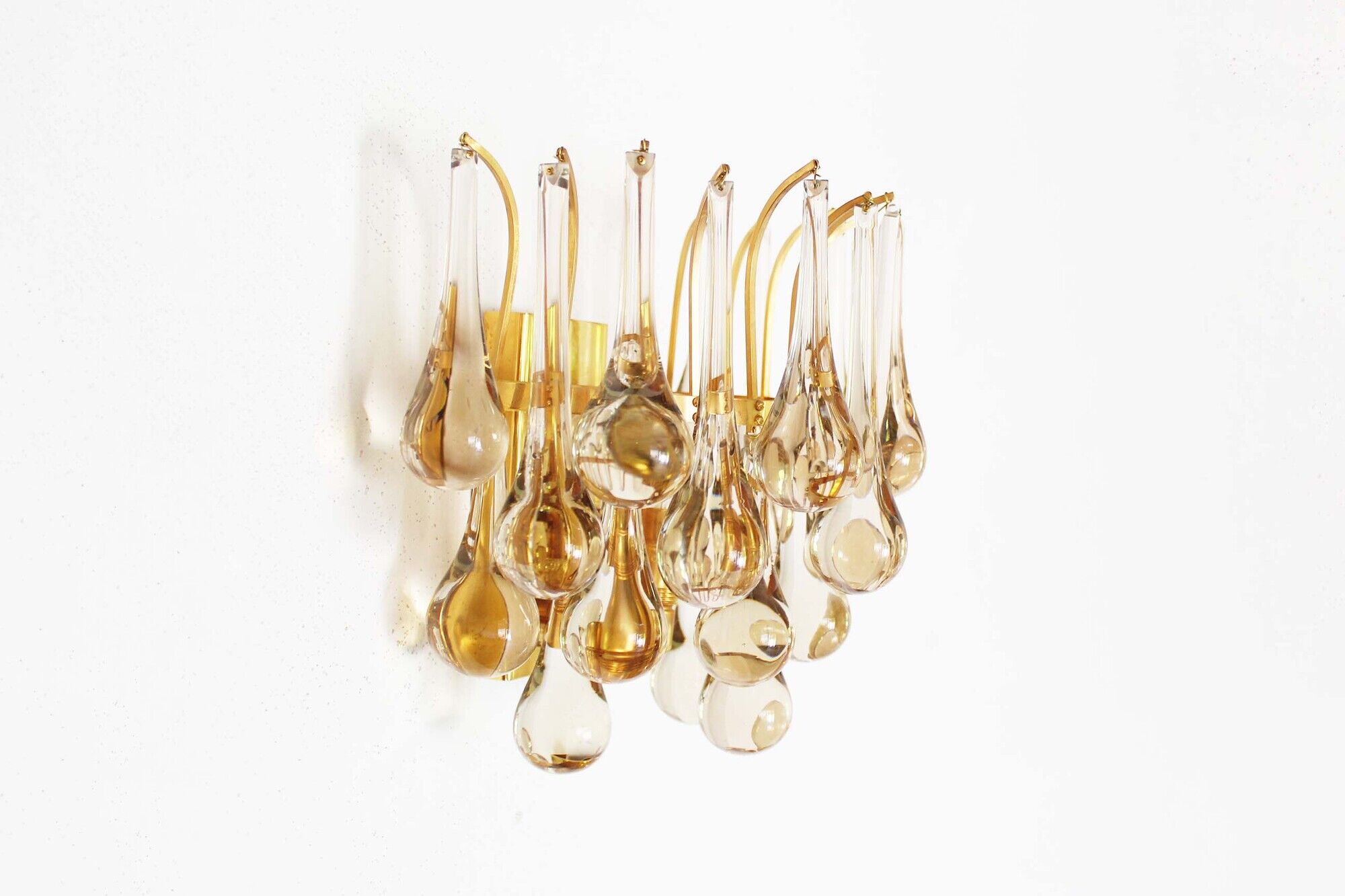 Gilt and crystal glass teardrop sconce by Christoph Palme