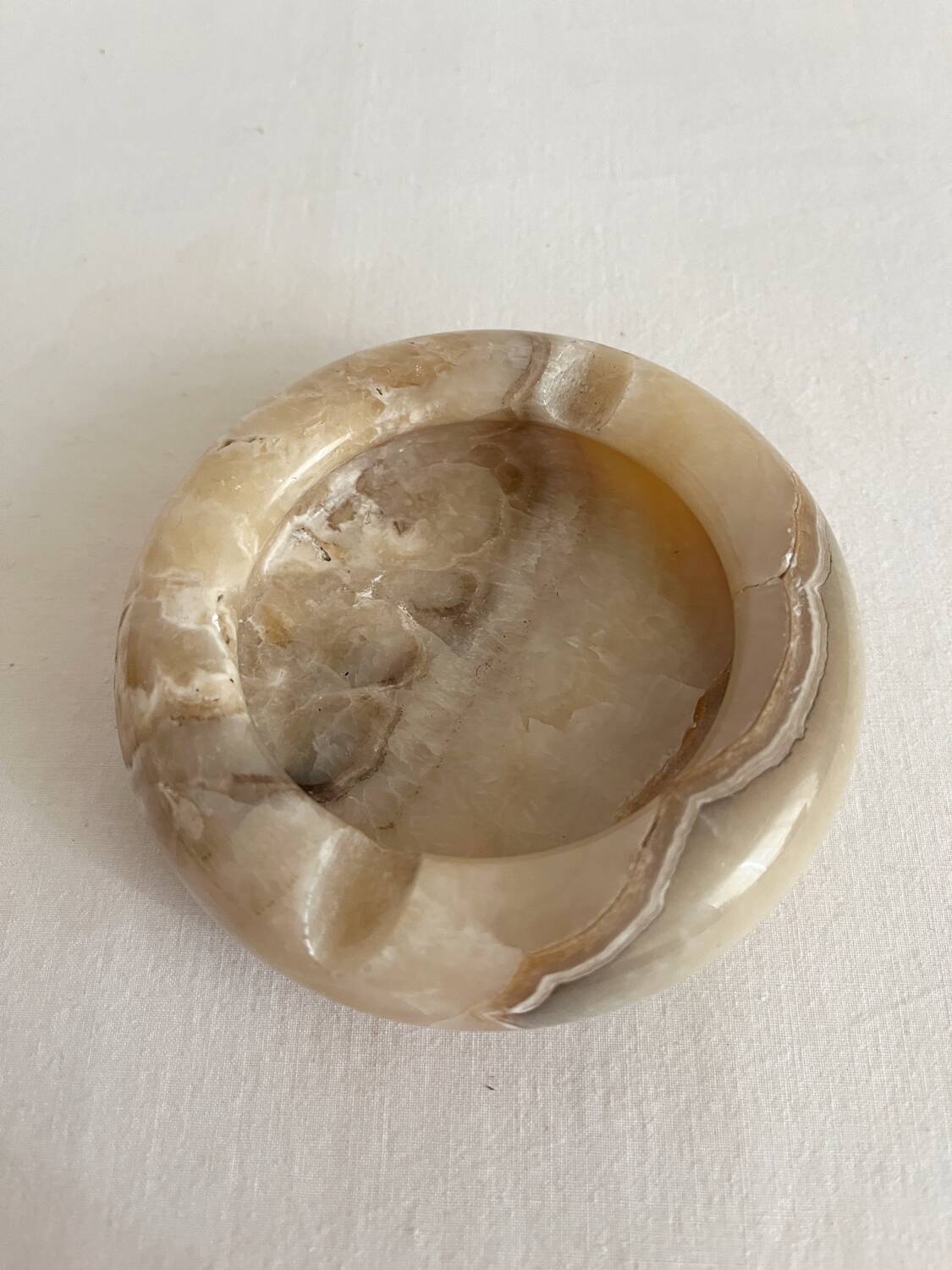 Vintage round alabaster ashtray