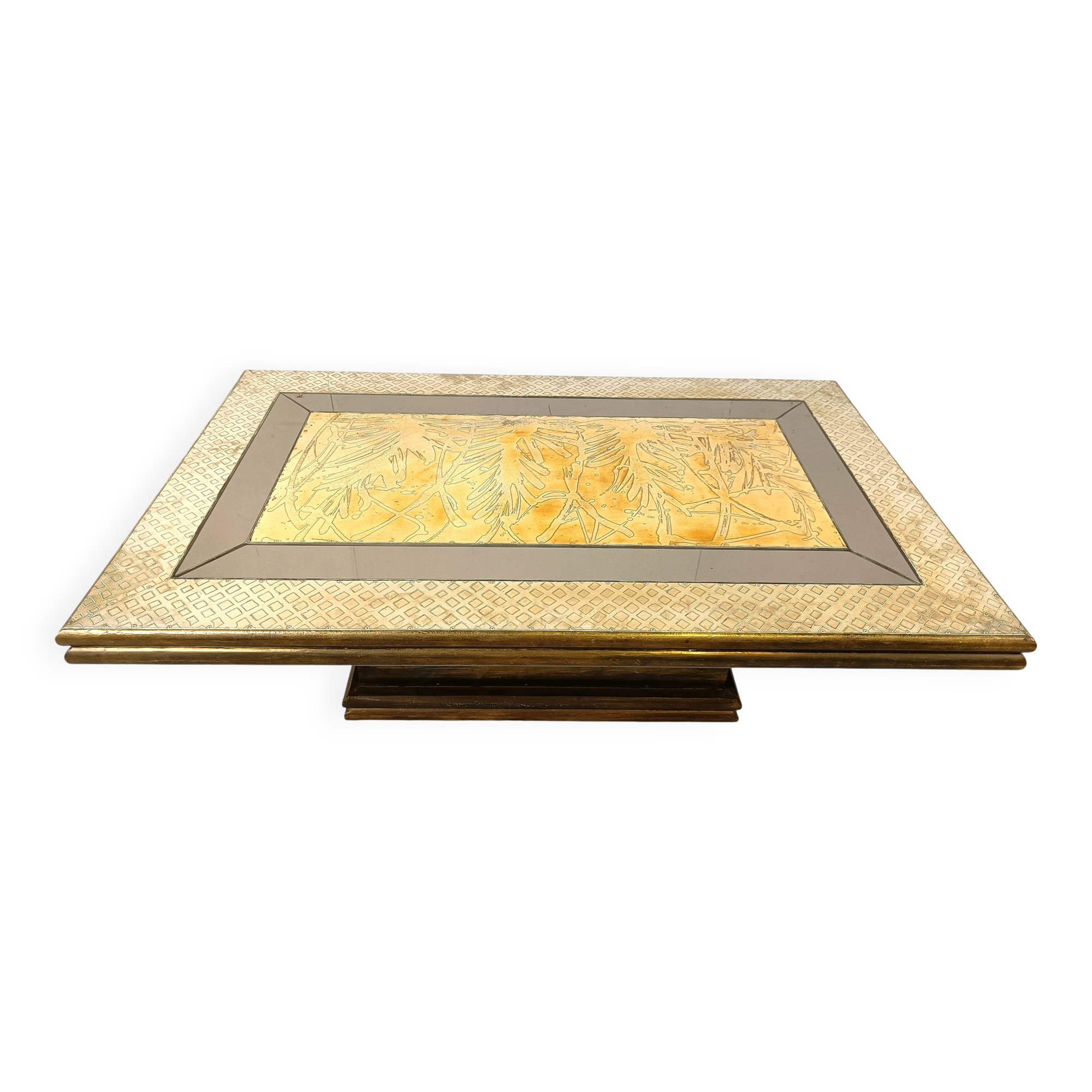 Vintage brass coffee table by Rodolfo Dubarry, 1970s