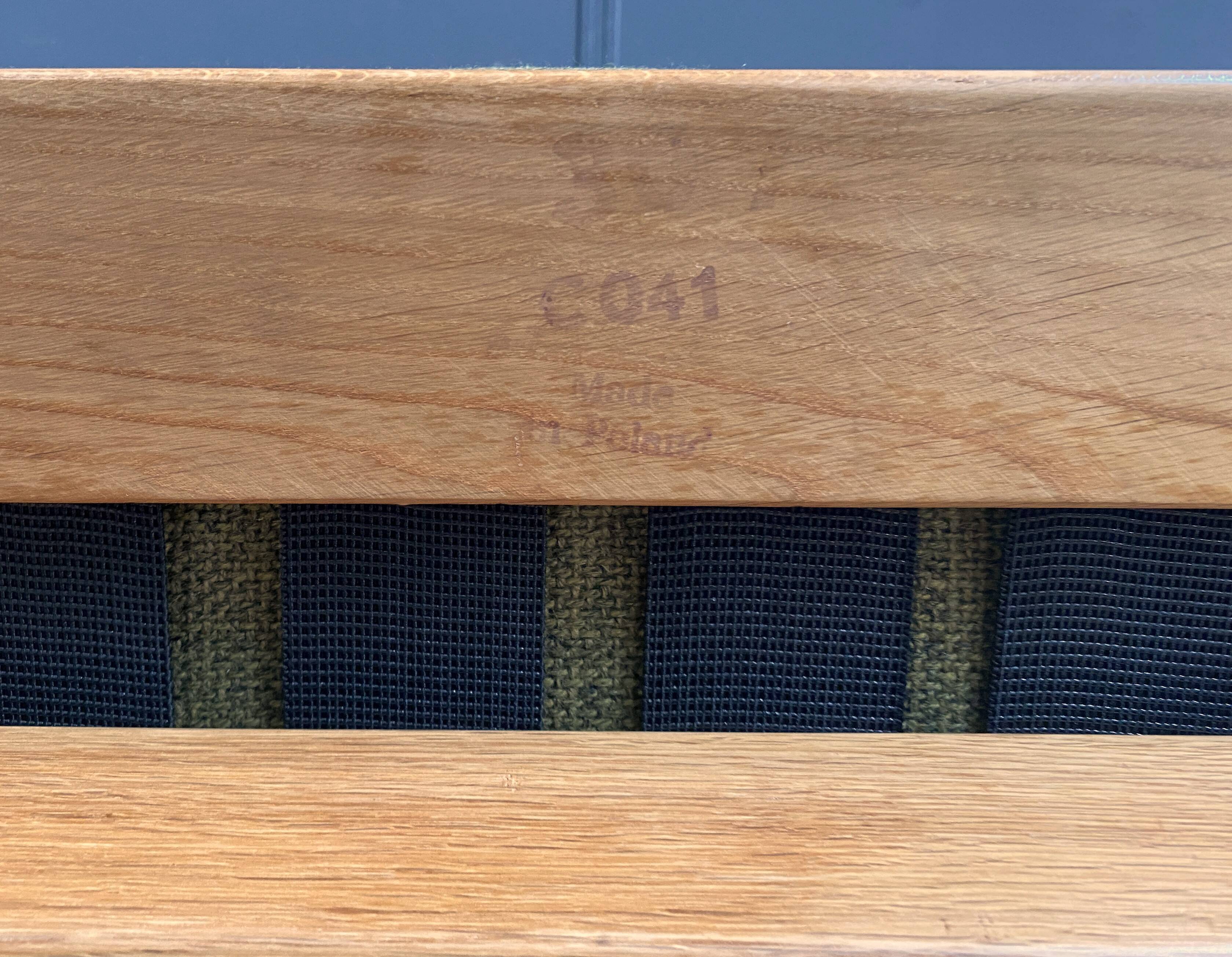 green fabric and wood 3 seat sofa 1960s