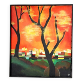 Tableau abstrait « Aftenrode », années 70