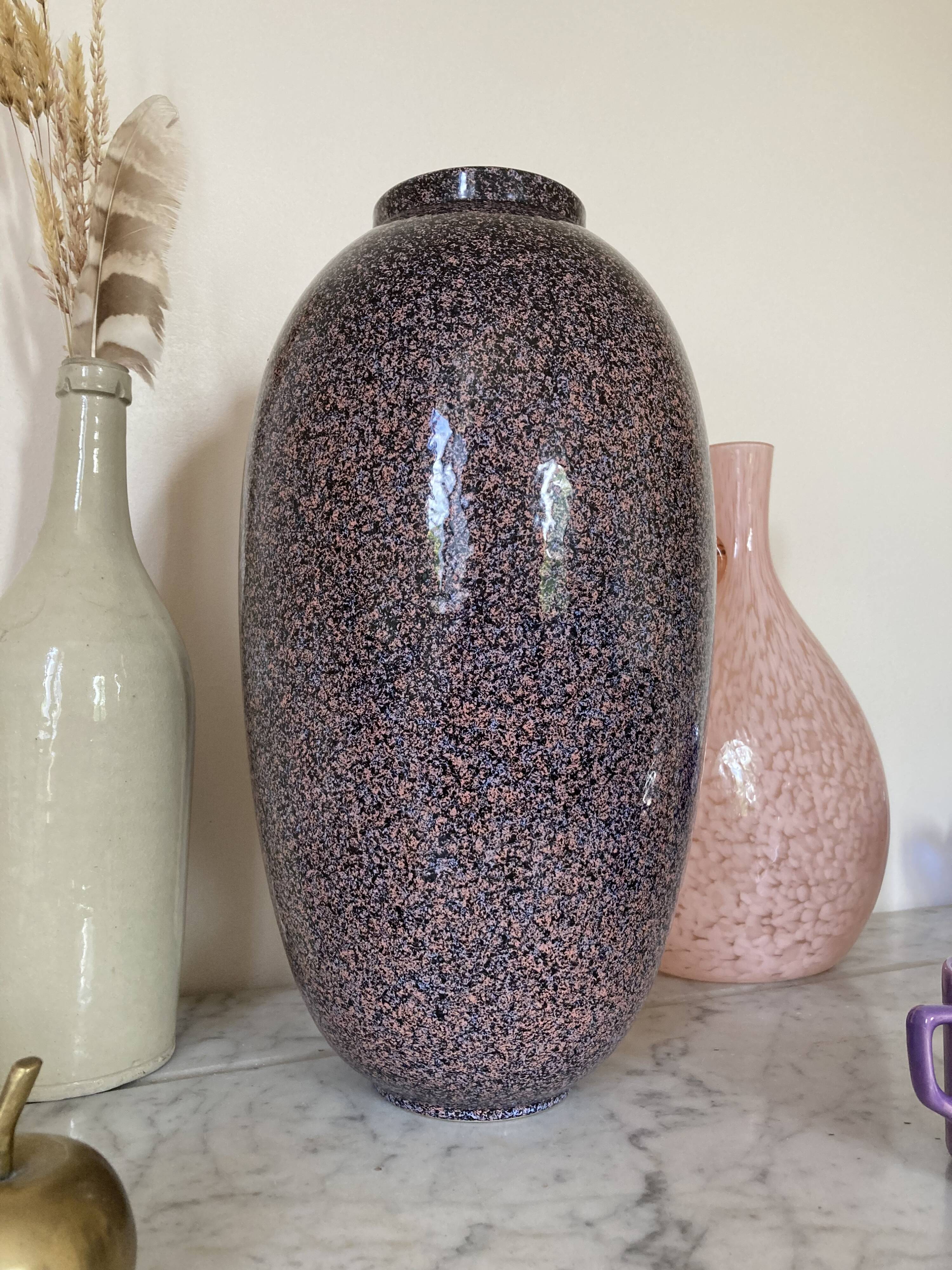 Large ceramic vase 80 style Memphis speckled terrazzo