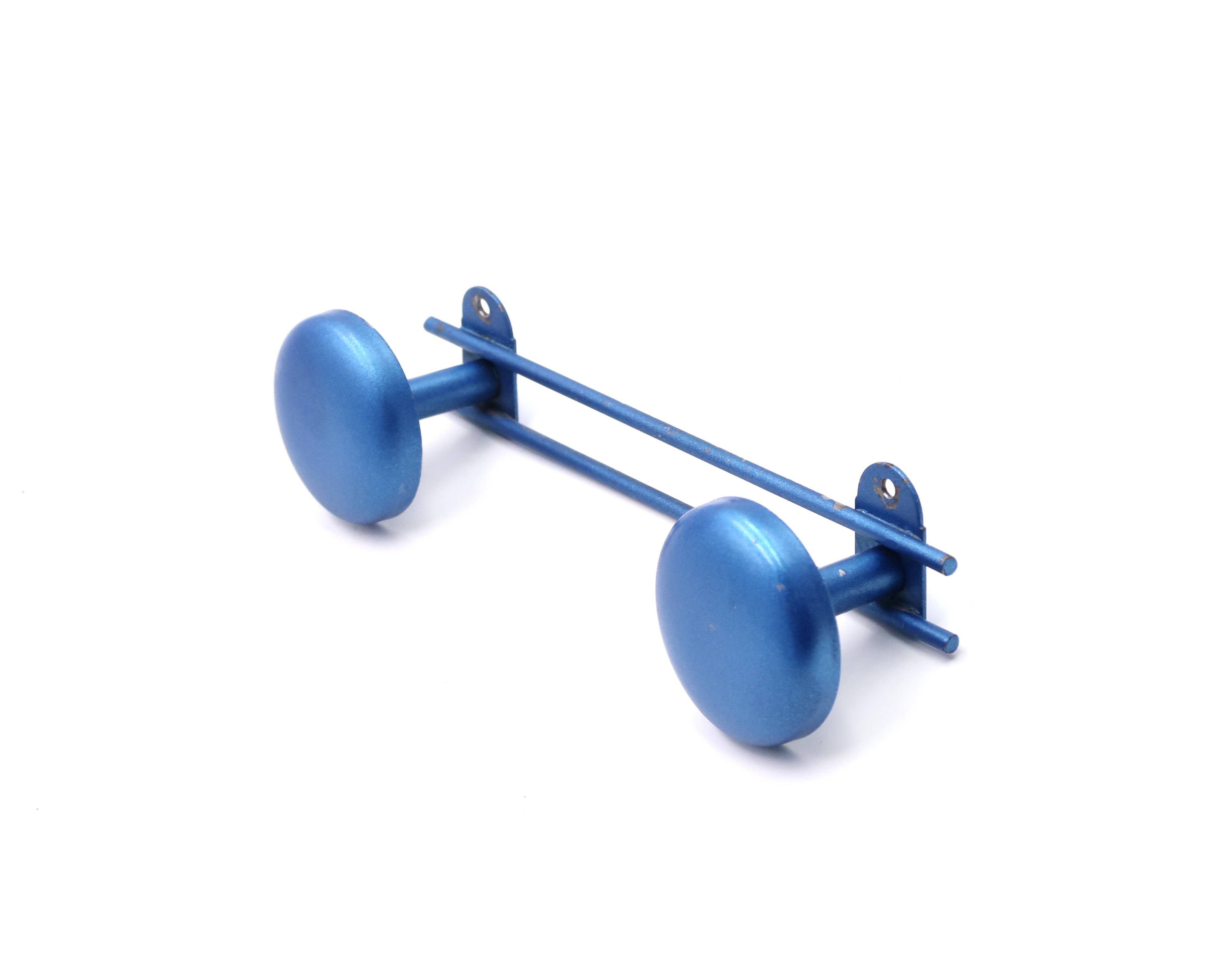 Electric blue metal coat rack, 1950s