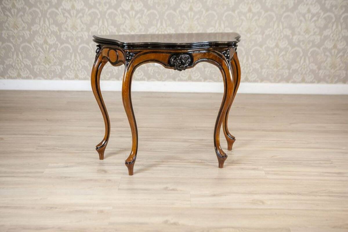 Walnut Wood & Veneer Card Table, Late 19th Century